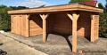 Douglas houten garage met overkapping in Finsterwolde